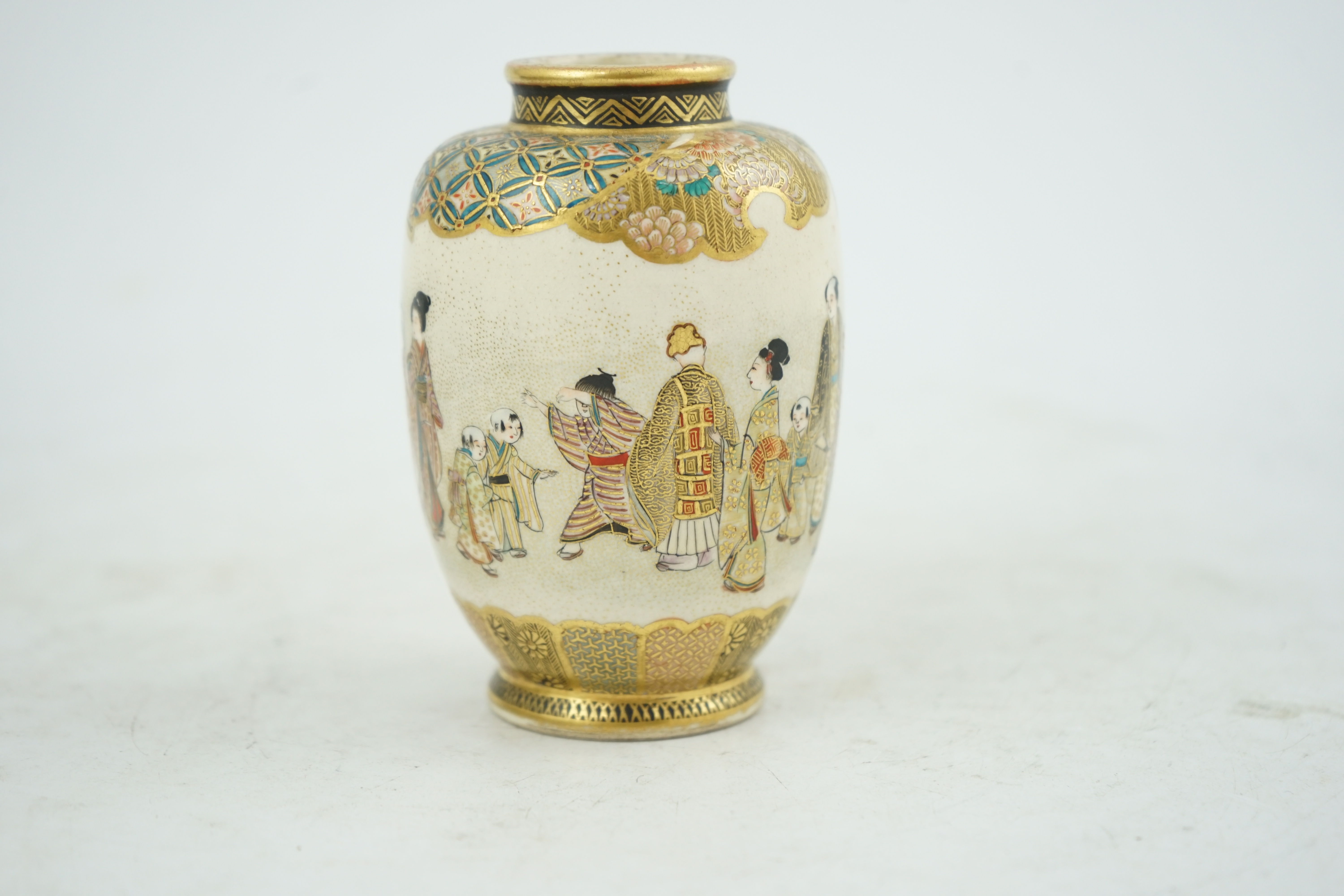 A Japanese Satsuma small ovoid vase, Meiji period